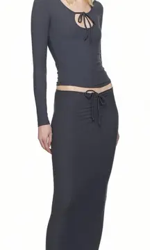 SKIMS Gray Soft Lounge Tie Front Long Sleeve T-Shirt