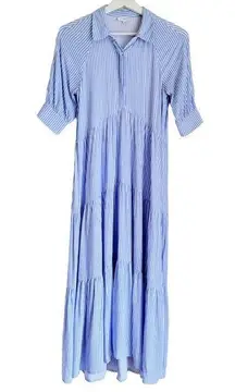 A loves A Women's Blue & White Striped Maxi Long Dress XS Casual Cute