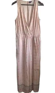 Kaari Blue Jumpsuit Women L Peach Sleeveless Wide Flare Cottage Boho Festival