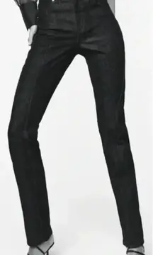 Zara The Panelled Slim High Rise Slim Fit 4-Pocket Jeans Black‎ Denim Size US 2