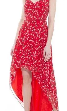 Alexia Admor  Bailey Sweetheart High Low Dress Red Ditsy Floral 14