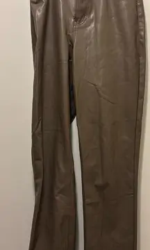 Taupe Leather Abercrombie Vegan 90s Straight Pants Ultra High-Rise CurveLove