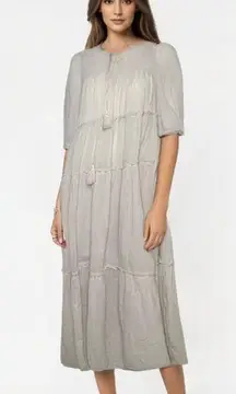 Listicle  Nude Boho Maxi Tassel Dress Size Large