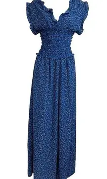 NWT Max Studio Floral Crepe Jumpsuit Sleeveless Surplice Smocked Waist Wide Leg
