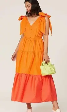 Color Me Courtney Louise Maxi Dress Orange Colorblock Vibrant Tangerine Citrus 8