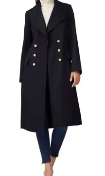 Victor Alfaro Collective Navy Blue Twill Double Breasted Coat Size Small $585
