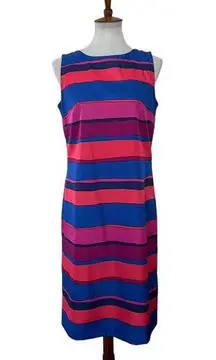 Talbots  Womens Sleeveless Striped Shift Dress Blue Pink Size 8