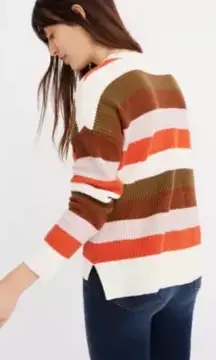 Madewell patch pocket striped multicolor ribbed pullover sweater‎ Small