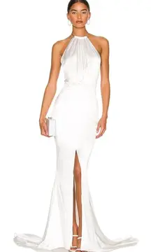 Retrofete Margot Dress White Size Medium Silk Blend Open Back Bridal NWT