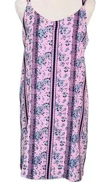 Pink Rose Dress Large Dusty Pink Floral Spaghetti Strap Lined New