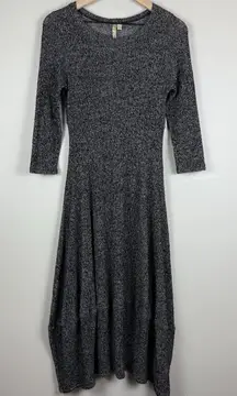Comfy USA Women Midi Kati Dress XS Gray Lagenlook‎ Minimalist Drapey Slouchy
