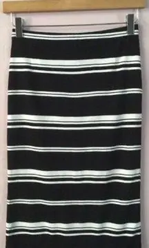 Forever 21 Black & Cream Striped Midi Skirt