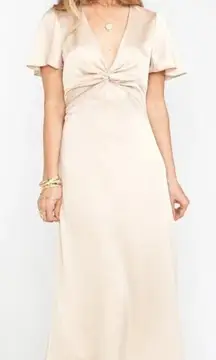 Show Me Your Mumu EUC Rome Twist Gown Dress Size S Champagne Color