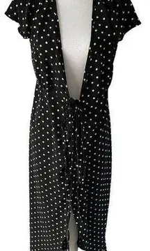 Superfoxx Black Polka Dot Wrap Maxi Dress Swim Coverup Size XS