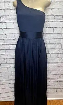 Vera Wang Womens Midnight Blue Sleeveless Lined One Shoulder Maxi Dress Size 4