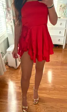 Lucy in the Sky Mini Dress Red Satin