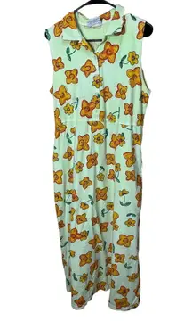 Fresh Produce Womens XL Vintage Light Green Floral Collared Maxi Dress