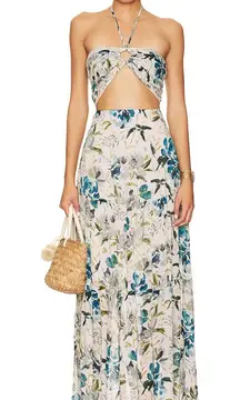 Rays for Days Gaia Floral Halter Maxi Dress with Cutout