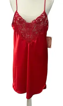 NWT Vintage Dentelle Red Satin Chemise L Sexy Holiday Valentines Day Made in USA