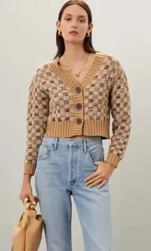 Rebecca Taylor Cropped Checkerboard Cardigan - Size S - MSRP $395