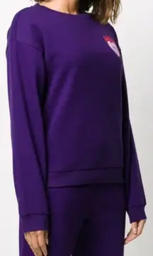 Armani Exchange Purple Heart Logo Sweatshirt Small Lounge Cozy Warm Winter Fall