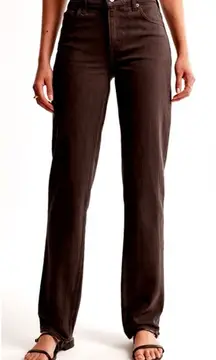 NWT Abercrombie & Fitch Ultra High Rise 90’s Straight brown jeans size 22 short