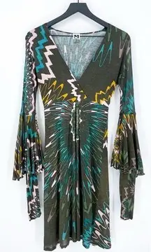 Missoni  Art Dana Boho Abstract Print Bell Sleeves Flowy Long Sleeve Dress Size 4