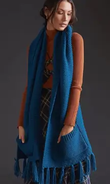 NWT Anthropologie PILCRO Fringed Knit Pocket
Blue Scarf‎