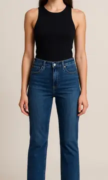 L’AGENCE Sada High Rise Cropped Jeans Size 27 – Dark Wash Fray Hem Premium Denim