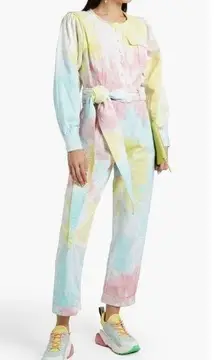 LOVESHACKFANCY Paca Rainbow Jumpsuit Radial Pastel Tie Dye New With Tags Size 4