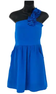 YUMI KIM Womens Blue Floral Ruffle Mini Dress‎ One Shoulder Size XS