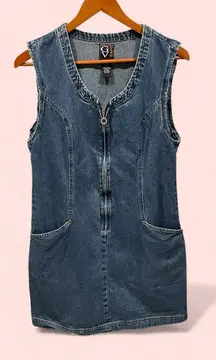 Cute vintage 80s-90s denim zip front mini jumper pockets Gloria Vanderbilt