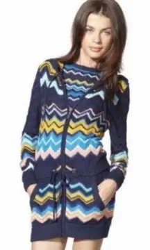 Missoni Target Women’s Classic Zig Zag Knitted Cardigan Sweater Blue‎ Size XS