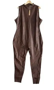 Skims Women NEW Brown Cocoa New Years Winter Faux Leather Catsuit Jumpsuit Sz 4X
