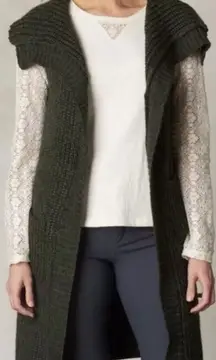 PRANA Thalia Cardigan Sweater Vest‎ Cargo Gray Marled Wool Duster Long Knit XS