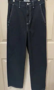 Carhartt W Armanda Black Denim Jeans with Contrast White Stitching SZ 24.
