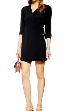 Topshop NWT  black wrap minidress size 4