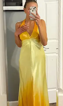 Dave & Johnny Orange & Yellow Ombre Halter Maxi Dress