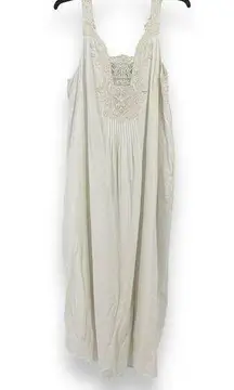 Soft Surroundings  Cotton Lace Inset Nightgown Womens Size Large Ivory