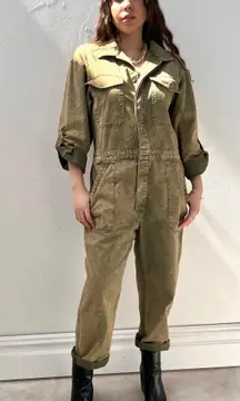 Green Acid Wash Patch Pocket Jumpsuit