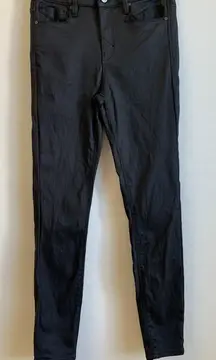 Unpublished Women's Coated Waxed Pants Black Skinny Leg Sz 25