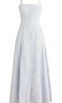 NWT J.Crew Button-down Cotton Poplin Maxi in White Royal Blue Stripe Dress 12