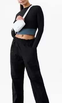 Athleta Trekkie High Rise Parachute Pant black current style 681039 size large