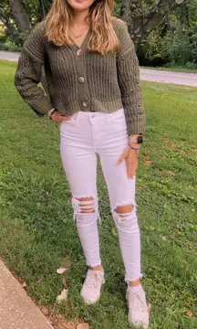 Green Cropped Sweater 