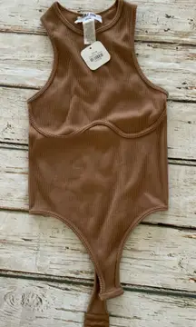 NWT Double Zero ribbed bodysuit Mocha Color Size Medium
