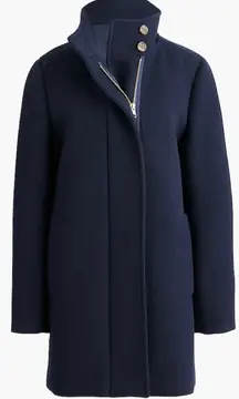 J. Crew Black Button Neck City Cocoon Wool Coat