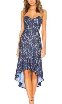 About Us Women's Angeline High Low Mermaid Ruffle Dress In Indigo Size XS NWT