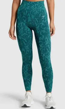 Gymshark Adapt Animal Seamless Green Jacquard Yoga Athletic Leggings Pants Sz M