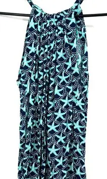 Escapada Size XS Smocked Tank Top Starfish Ocean Print !00% Rayon Blue Mint Teal
