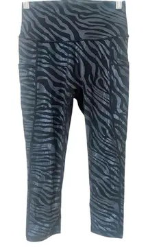 CVG Iridescent Zebra Print Black Leggings With Side Pockets Size Small